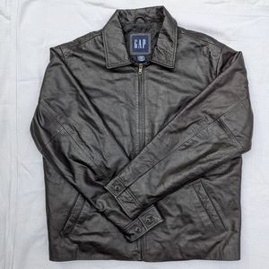 Vintage lined black leather moto jacket